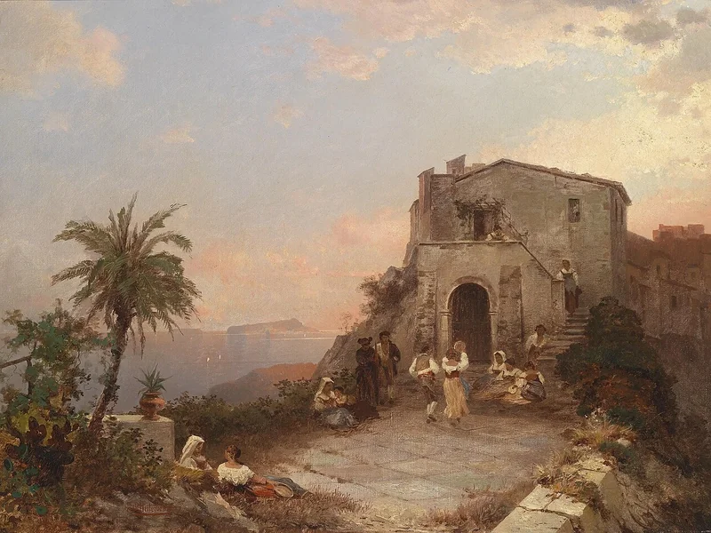 1837-Franz Richard Unterberger - Festa estiva in Italia